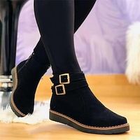 Women's Boots Motorcycle Boots Plus Size Outdoor Work Daily Booties Ankle Boots Winter Zipper Platform Wedge Heel Round Toe Elegant Classic Walking Suede Zipper Solid Color Black Blue Brown Lightinthebox - thumbnail