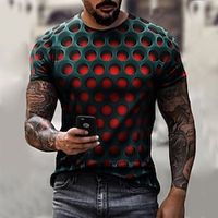 Men's T shirt Tee Optical Illusion Crew Neck Round Neck Green Purple Light Green Rosy Pink Dark Purple 3D Print Plus Size Casual Daily Short Sleeve Clothing Apparel Vintage Streetwear Exaggerated miniinthebox - thumbnail