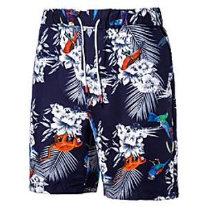 Men's Casual Casual Holiday Shorts Pants Graphic Flower  Floral Knee Length Navy Blue Lightinthebox