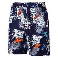Men's Casual Casual Holiday Shorts Pants Graphic Flower  Floral Knee Length Navy Blue Lightinthebox - thumbnail