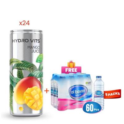 Hydro Vits Mango Juice 320Ml Pack of 24 + Free Al Bayan Water 500Ml Pack of 12 (x5)