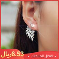 alloy Diamond feather Earrings Ear Studs Wing angel Three-dimensional Retro Europe and America