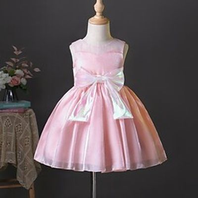 Kids Little Girls' Dress Solid Colored Skater Dress Party Daily Bow Pink Knee-length Sleeveless Princess Cute Dresses Spring Summer Slim 2-8 Years Lightinthebox
