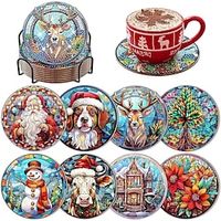 8 Pcs Diamond Art Chrismas Coasters with Holder, DIY Diamond Painting Chrismas Coasters Kits for Aldult Beginners, Diamond Painting Coasters Christmas Diamond Dot Coasters Art Craft Lightinthebox - thumbnail