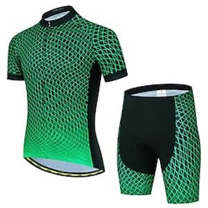 21Grams Men's Cycling Jersey with Shorts Short Sleeve Mountain Bike MTB Road Bike Cycling Green Bike Clothing Suit 3D Pad Breathable Quick Dry Moisture Wicking Back Pocket Polyester Spandex Sports Lightinthebox