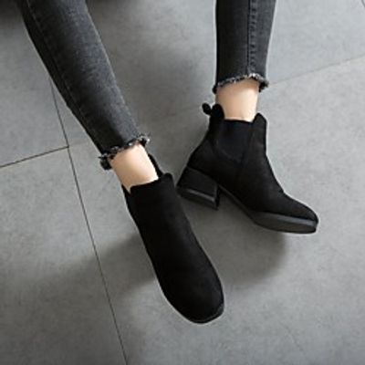 Women's Boots Chunky Heel Pointed Toe Rubber PU Solid Colored Camel Black Lightinthebox