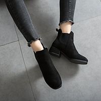 Women's Boots Chunky Heel Pointed Toe Rubber PU Solid Colored Camel Black Lightinthebox - thumbnail