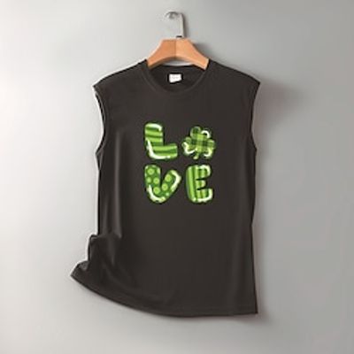Women's Tank Top LOVE Shamrock St.Patrick's Day Valentine's Day Casual Black White Wine Print Sleeveless Fashion Round Neck Regular Fit Summer Lightinthebox