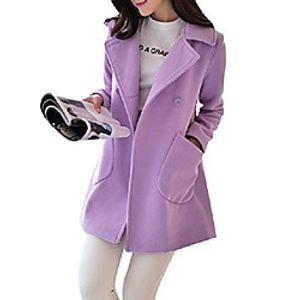 warm solid fare swing wool trench pea coat jacket overcoat outwear purple 2xl Lightinthebox