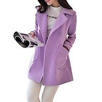 warm solid fare swing wool trench pea coat jacket overcoat outwear purple 2xl Lightinthebox - thumbnail
