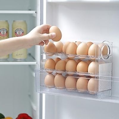 1PC Automatic Flipping Egg Storage Box Refrigerator Side Door Kitchen Special Egg Tray Plastic Preservation Box Egg Box Storage Rack Lightinthebox
