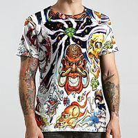 Men's Unisex Tee T shirt 3D Print Cartoon Graphic Prints Plus Size Print Short Sleeve Casual Tops Fashion Designer Big and Tall White miniinthebox - thumbnail