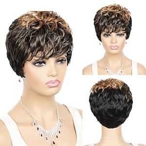 Short Wigs Women Natural Wavy Wigs For Women Black Color Heat Resistant Fiber Synthetic Hair Pixie Cut Wig With Bangs Lightinthebox