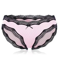 Women Comfy Low Rise Cotton Lace Trim Bow Seamless Panties Underwear