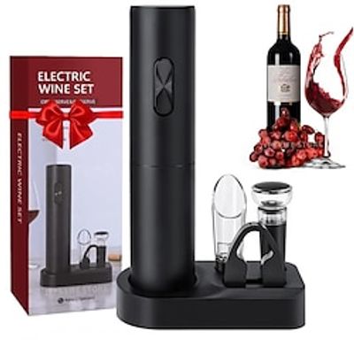 Automatic Electric Wine Opener Set with Foil Cutter - Perfect for Parties and Wine Lovers - Kitchen Accessories Gift miniinthebox Automatic Electric Wine Opener Set with Foil Cutter - Perfect for Parties and Wine Lovers - Kitchen Accessories Gift miniinthebox
