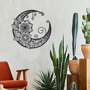 Moon Flower Metal Black Wall Art Decoration Metal Handicraft Lightinthebox