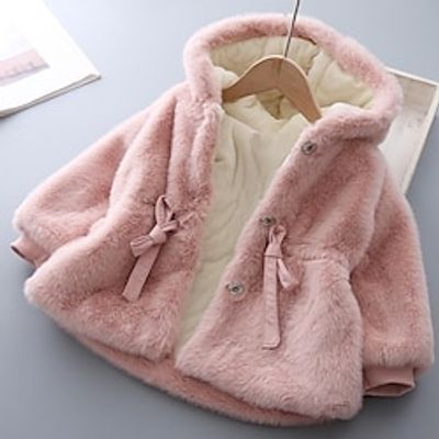 Toddler Girls' Hoodie Jacket Solid Color Active School Coat Outerwear 3-7 Years Winter Pink Khaki Beige Lightinthebox