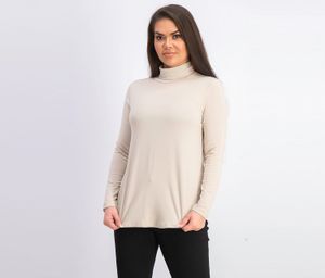 Womens Petite Turtleneck Top  Sand