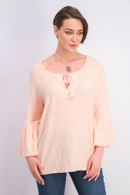 Womens Tie Neckline Tops Peach Womens Tie Neckline Tops Peach