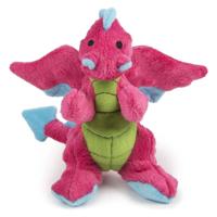 Godog Dragons Durable Plush Squeaker Dog Toy with Chew Guard Technology - Pink - Small