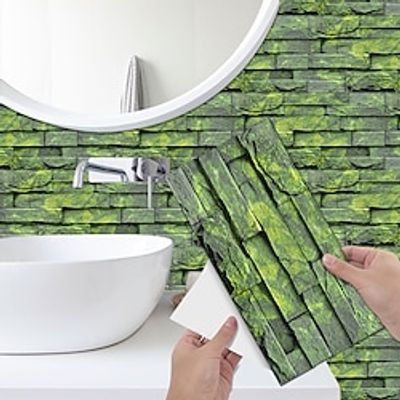 12/24/36pcs Wall Tiles Sticker Peel And Stick Vinyl Splash Back Transfer Sticker Decal For Living Room Kitchen Bathroom Adhesive Tiles 12x6Inches/30x15cm miniinthebox