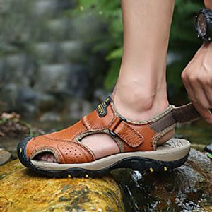 Men's Sandals Fishermen sandals Beach Roman Shoes Daily Outdoor PU Breathable Non-slipping Wear Proof Light Brown Khaki Brown Spring Summer miniinthebox