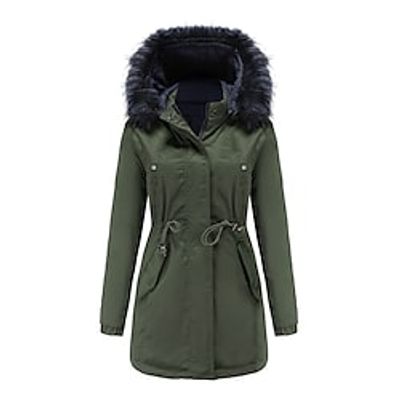 Women's Plus Size Parka Fur Trim Pocket Color Block Holiday Date Long Sleeve Hooded Long Fall Winter Green Black Pink L XL XXL 3XL miniinthebox Women's Plus Size Parka Fur Trim Pocket Color Block Holiday Date Long Sleeve Hooded Long Fall Winter Green Black Pink L XL XXL 3XL miniinthebox
