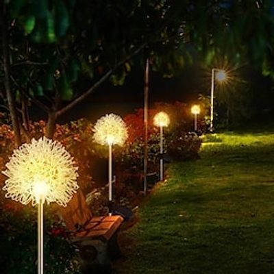 2pcs Solar Garden Lights Outdoor Solar Dandelion Flower Lights IP65 Waterproof Solar LED Stake Lights Solar Powered Lawn Landscape Lights Lightinthebox