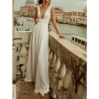 Women's Jumpsuit Backless Solid Color Deep V Streetwear Party Vacation Regular Fit Sleeveless White S M L Summer miniinthebox - thumbnail