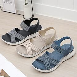 Women's Sandals Gladiator Sandals Roman Sandals Fisherman Sandals Outdoor Daily Chunky Heel Open Toe Fashion Comfort PU Magic Tape Loafer Almond Black Blue Lightinthebox