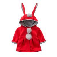 Cute Rabbit Ear Hooded Baby Girls Coat