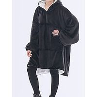 Women's Casual Dress Night Dress Hoodie  Blanket Midi Dress Daily Casual Pocket Solid Color Hooded Home Lounge Black Yellow 2023 Fall Winter One-Size Lightinthebox - thumbnail