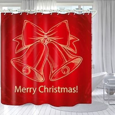 Christmas Bathroom Deco 4 Pcs Shower Curtain Set Bathroom Sets Modern Home Bathroom Decor with Bath Mat U Shape and Toilet Lid Cover Mat and 12 Hooks Lightinthebox
