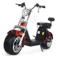 Megawheels 3000W Trendy Coco Harley Scooter With Fat Wheels & 60 V Lithium Removable Battery, Adults Electric Scooter - Red Fire