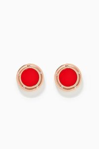 D.side Red Stone & Diamond Earrings in 18kt Rose Gold