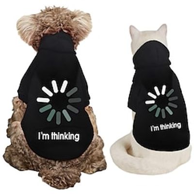 Dog Hoodie With Letter Print Text memes Dog Sweaters for Large Dogs Dog Sweater Solid Soft Brushed Fleece Dog Clothes Dog Hoodie Sweatshirt with Pocket Lightinthebox