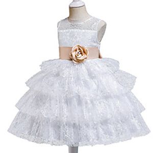 Princess Dress Party Costume Flower Girl Dress Girls' Movie Cosplay Christmas New Year's Golden White Blue Dress Christmas Halloween Children's Day Polyester  Cotton Lightinthebox