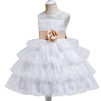 Princess Dress Party Costume Flower Girl Dress Girls' Movie Cosplay Christmas New Year's Golden White Blue Dress Christmas Halloween Children's Day Polyester  Cotton Lightinthebox