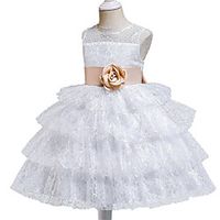 Princess Dress Party Costume Flower Girl Dress Girls' Movie Cosplay Christmas New Year's Golden White Blue Dress Christmas Halloween Children's Day Polyester  Cotton Lightinthebox - thumbnail