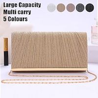 Women's Clutch Evening Bag Wristlet Polyester Party Christmas Holiday Sequin Chain Large Capacity Lightweight Durable Solid Color Blue gray Pretty pink Qiuyue Silver Lightinthebox - thumbnail