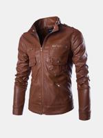 Mens Biker Faux Leather Jacket