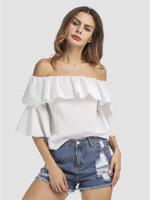 Sexy Off Shoulder Flounce Sleeve Women Tops