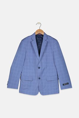 Big Boys Stretch Glen Plaid Suit Jacket  Duskie Blue