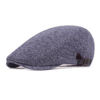 Mens Solid Cotton Flat Beret Hat Outdoor Casual Sport Visor Winter Warm Forward Hat Adjustable
