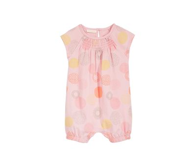 Baby Girls Geometric Dot-Print Cotton Romper  Pearl Pink