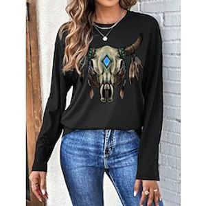 Women's Sweatshirt Pullover Tribal Sportswear Ethnic Print Black Casual Sports Round Neck Long Sleeve Top Micro-elastic Fall  Winter Lightinthebox