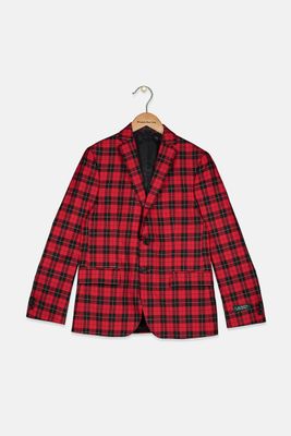 Big Boys Blayton Tartan Sport Coat  Red/Black