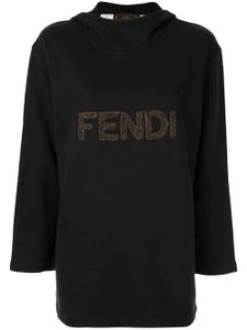 Fendi Pre-Owned logo patch hoodie - Black