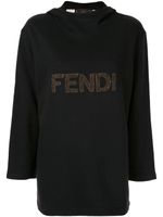 Fendi Pre-Owned logo patch hoodie - Black - thumbnail