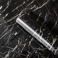 1pc Black Thickened Marble Wallpaper, Home Decoration, PVC Material Self-Adhesive Wallpaper Oilproof For Cabinets Tables Kitchen Bathroom Room Background Renovation 40x300cm(15.7''x118'') miniinthebox - thumbnail